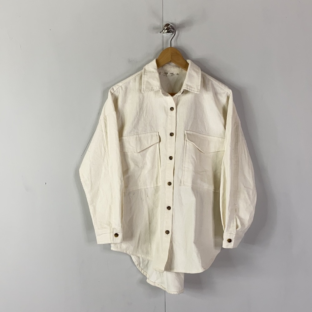 12th Tribe Charleston Pearl White Corduroy Oversize Jacket